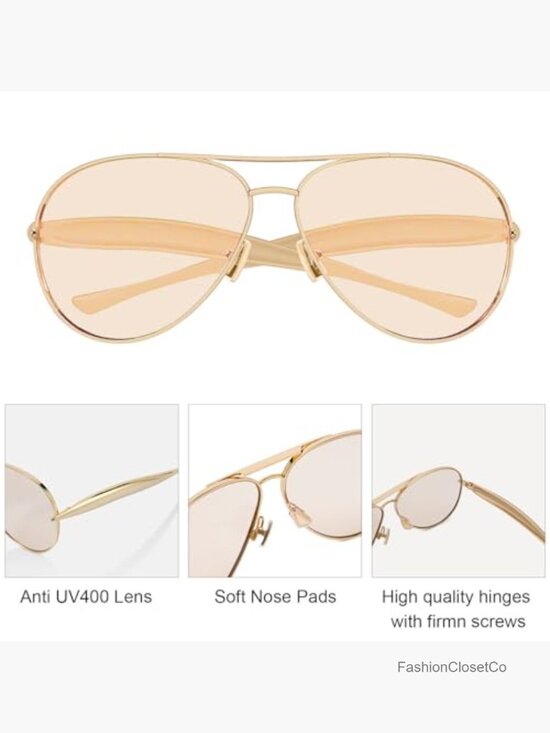Oversized Aviator Sunglasses Retro 70s Metal Frame UV400 Polarized Shield main image 7